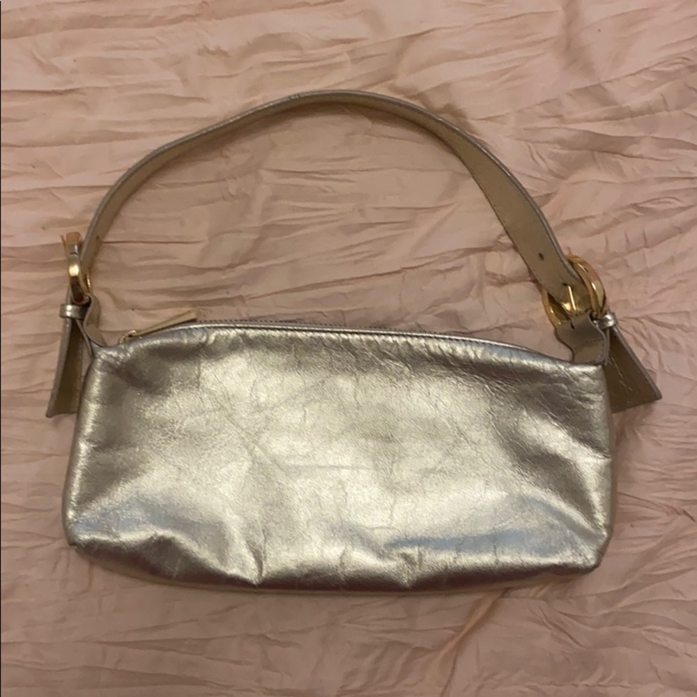 Gold leather small handbag